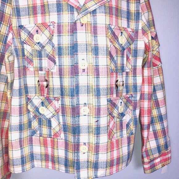 Vintage 50s Billy the Kid Boys Jacket Size 12 Blue Pink Plaid Western Rockabilly - Picture 2 of 8
